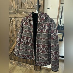 Pendleton Hooded Jacket in Maroon and Gray